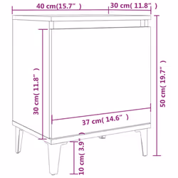 vidaXL Bed Cabinets with Metal Legs White Storage Desk Bedroom Nightstand - Additional view 10