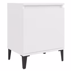 vidaXL Bed Cabinets with Metal Legs White Storage Desk Bedroom Nightstand - Additional view 6