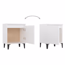 vidaXL Bed Cabinets with Metal Legs White Storage Desk Bedroom Nightstand - Additional view 7