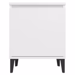 vidaXL Bed Cabinets with Metal Legs White Storage Desk Bedroom Nightstand - Additional view 8