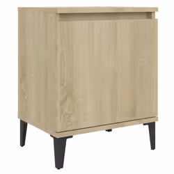 vidaXL Bed Cabinet with Metal Legs Nightstand Side Table Bedroom Bed Table - sonoma oak