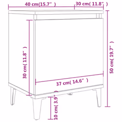 vidaXL Bed Cabinet with Metal Legs Nightstand Side Table Bedroom Bed Table - sonoma oak