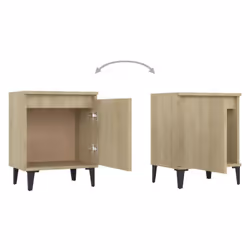 vidaXL Bed Cabinet with Metal Legs Nightstand Side Table Bedroom Bed Table - sonoma oak - Additional view 4