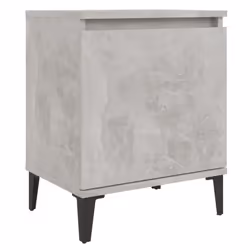 vidaXL Bed Cabinet with Metal Legs Concrete Grey Side Table Nightstand Bedroom
