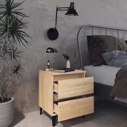 vidaXL Bed Cabinet Sonoma Oak Engineered Wood Nightstand Bedroom Furniture - Additional view 7