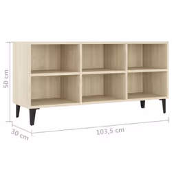 vidaXL TV Cabinet & Metal Legs 103.5x30x50 cm/69.5x30x50 cm Multi Colours - sonoma oak, 103.5 cm - Additional view 5