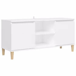 vidaXL TV Cabinet with Solid Wood Legs White Bedroom TV Stand Hifi Cabinet