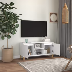 vidaXL TV Cabinet with Solid Wood Legs White Bedroom TV Stand Hifi Cabinet - Additional view 4