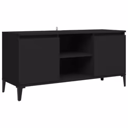 vidaXL TV Cabinet with Metal Legs Black Bedroom TV Stand Unit Hifi Cabinet
