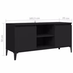 vidaXL TV Cabinet with Metal Legs Black Bedroom TV Stand Unit Hifi Cabinet - Additional view 8