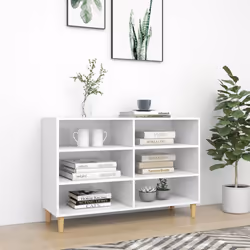 vidaXL Sideboard White Engineered Wood Side Book Storage Cabinet Standing Rack