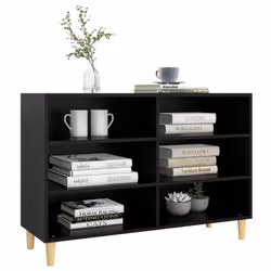 vidaXL Sideboard Black Engineered Wood Side Book Storage Cabinet Standing Rack - Additional view 4