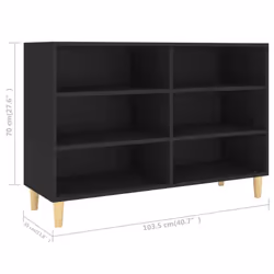 vidaXL Sideboard Black Engineered Wood Side Book Storage Cabinet Standing Rack - Additional view 7