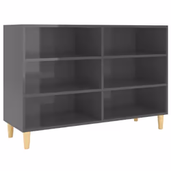 vidaXL Sideboard High Gloss Grey Engineered Wood Side Cabinet Standing Shelf