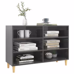 vidaXL Sideboard High Gloss Grey Engineered Wood Side Cabinet Standing Shelf