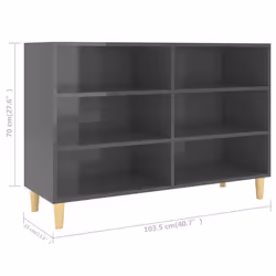 vidaXL Sideboard High Gloss Grey Engineered Wood Side Cabinet Standing Shelf - Additional view 6