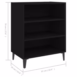 vidaXL Sideboard Black Engineered Wood Furniture Storage Cabinet Side Cabinet - Additional view 5