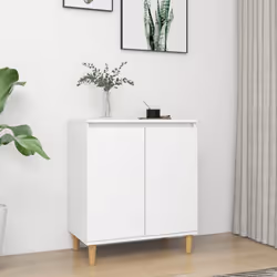 vidaXL Sideboard with Solid Wood Legs White Engineered Wood Storage Cabinet