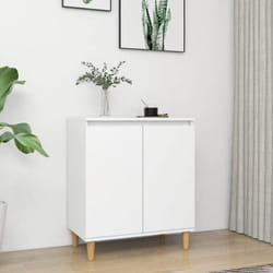 vidaXL Sideboard with Solid Wood Legs White Engineered Wood Storage Cabinet
