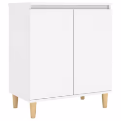 vidaXL Sideboard with Solid Wood Legs White Engineered Wood Storage Cabinet