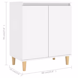 vidaXL Sideboard with Solid Wood Legs White Engineered Wood Storage Cabinet - Additional view 4