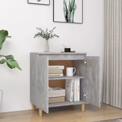 vidaXL Sideboard with Solid Wood Legs Concrete Grey Engineered Wood Cabinet - Additional view 3