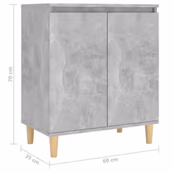 vidaXL Sideboard with Solid Wood Legs Concrete Grey Engineered Wood Cabinet - Additional view 4