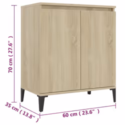 vidaXL Sideboard Sonoma Oak Engineered Wood Storage Cabinet Indoor Furniture - Additional view 5