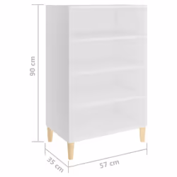 vidaXL Sideboard White Engineered Wood Book Storage Cabinet Indoor Furniture - Additional view 7