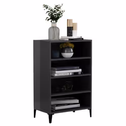 vidaXL Sideboard High Gloss Grey Engineered Wood Furniture Storage Cabinet - Additional view 3