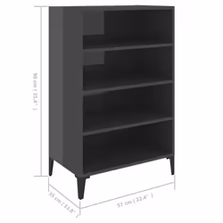 vidaXL Sideboard High Gloss Grey Engineered Wood Furniture Storage Cabinet - Additional view 6