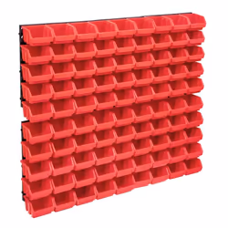 vidaXL Storage Bin Kit with Wall Panels 96 Piece Red and Black Tool Boxes