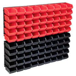 vidaXL Storage Bin Kit with Wall Panels 96 Piece Red and Black Tool Boxes