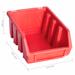 vidaXL Storage Bin Kit with Wall Panels 96 Piece Red and Black Tool Boxes - Additional view 7