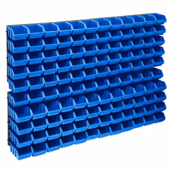 vidaXL Storage Bin Kit with Wall Panels 128 Piece Blue and Black Tool Boxes