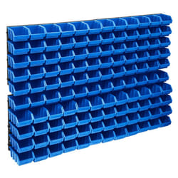 vidaXL Storage Bin Kit with Wall Panels 128 Piece Blue and Black Tool Boxes
