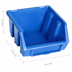 vidaXL Storage Bin Kit with Wall Panels 128 Piece Blue and Black Tool Boxes