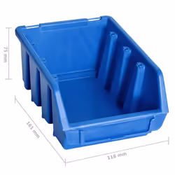 vidaXL Storage Bin Kit with Wall Panels 128 Piece Blue and Black Tool Boxes - Additional view 6