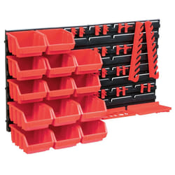 vidaXL Storage Bin Kit with Wall Panels 39 Piece Red and Black Tool Boxes