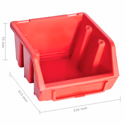 vidaXL Storage Bin Kit with Wall Panels 39 Piece Red and Black Tool Boxes
