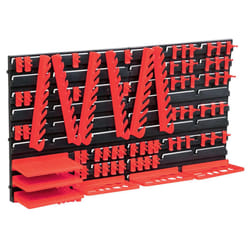 vidaXL Storage Bin Kit with Wall Panels 71 Piece Red and Black Tool Boxes