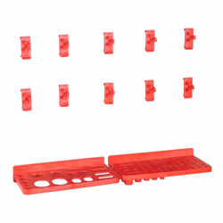 vidaXL Storage Bin Kit with Wall Panels 71 Piece Red and Black Tool Boxes
