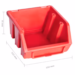 vidaXL Storage Bin Kit with Wall Panels 34 Piece Red and Black Tool Boxes
