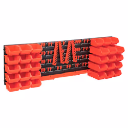 vidaXL Storage Bin Kit with Wall Panels 80 Piece Red and Black Tool Boxes