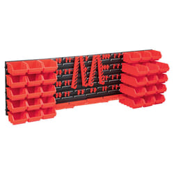 vidaXL Storage Bin Kit with Wall Panels 80 Piece Red and Black Tool Boxes
