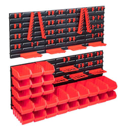 vidaXL Storage Bin Kit 103 Piece with Wall Panels Tool Organiser Red and Black