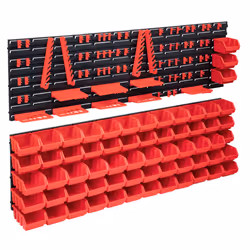 vidaXL Storage Bin Kit 141 Piece with Wall Panels Tool Organiser Red and Black