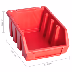vidaXL 136 Piece Storage Bin Kit with Wall Panels Red and Black bin kit - Additional view 8