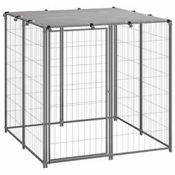 vidaXL Dog Kennel Silver 110x110x110 cm Steel Puppy Enclosure Dog Supply Cage