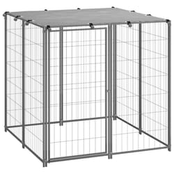 vidaXL Dog Kennel Silver 110x110x110 cm Steel Puppy Enclosure Dog Supply Cage